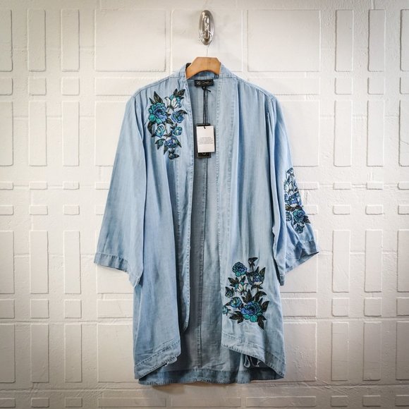 DG2 by Diane Gilman Blue Embroidered Cardigan - Picture 3 of 5